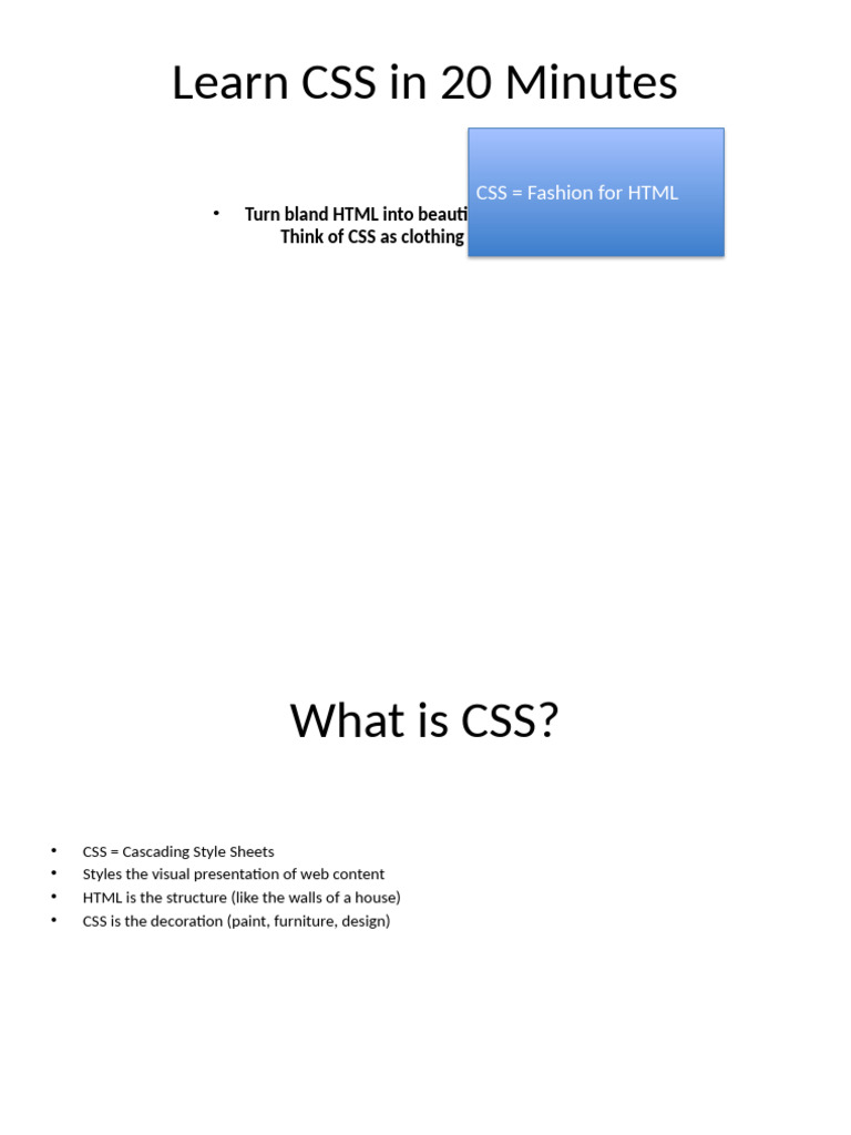 Master CSS Basics in 20 Minutes | PDF | Html | Web Development