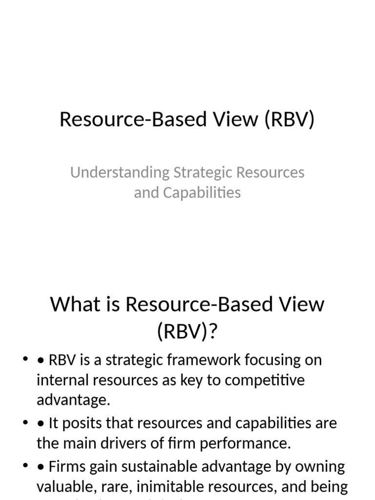 Resource Based View RBV Presentation | PDF