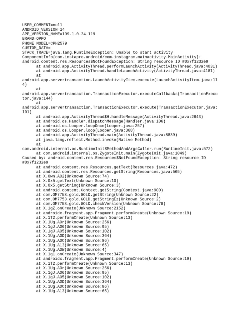 Instapro Android Crash Analysis | PDF | Software Engineering | Music ...