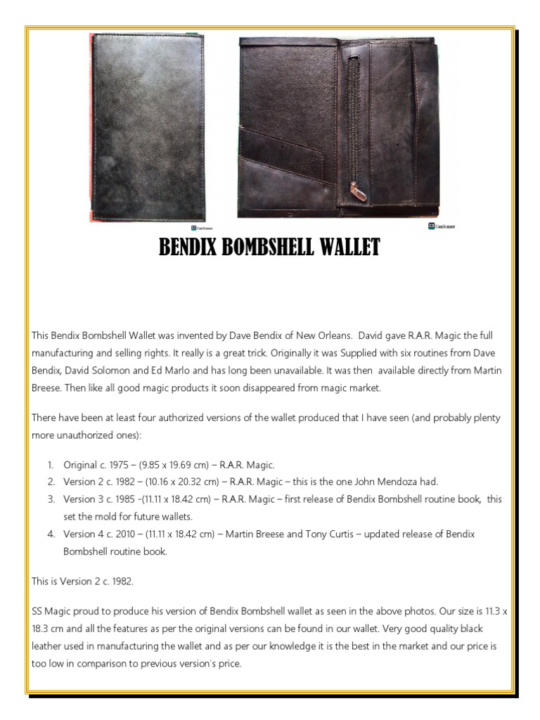 Bendix Bombshell Wallet | PDF | Circus Skills | Magic (Illusion)
