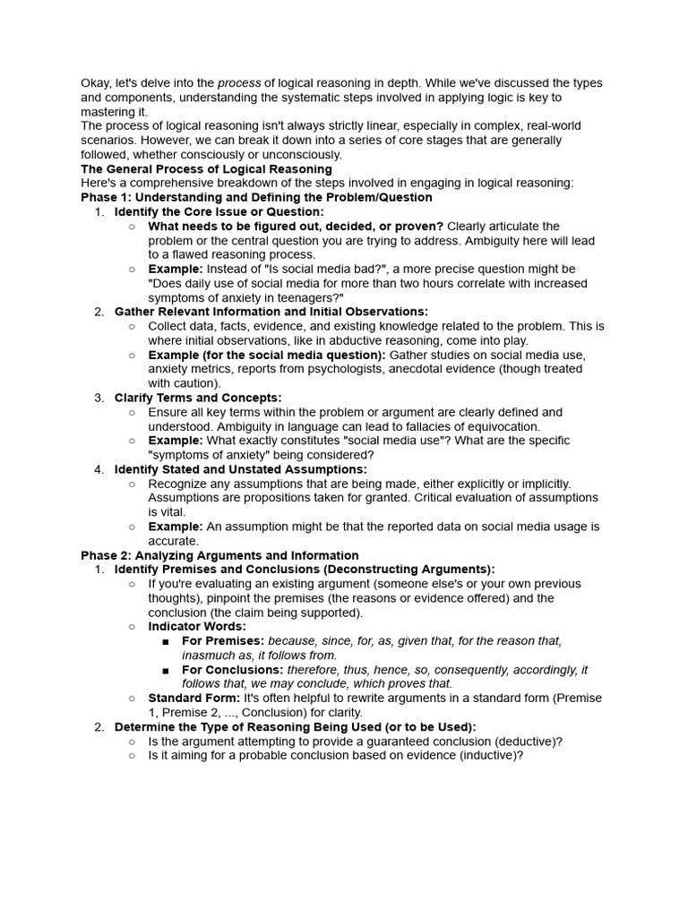 Steps in Logical Reasoning Process | PDF | Argument | Fallacy