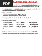 Polaridade Das Moléculas