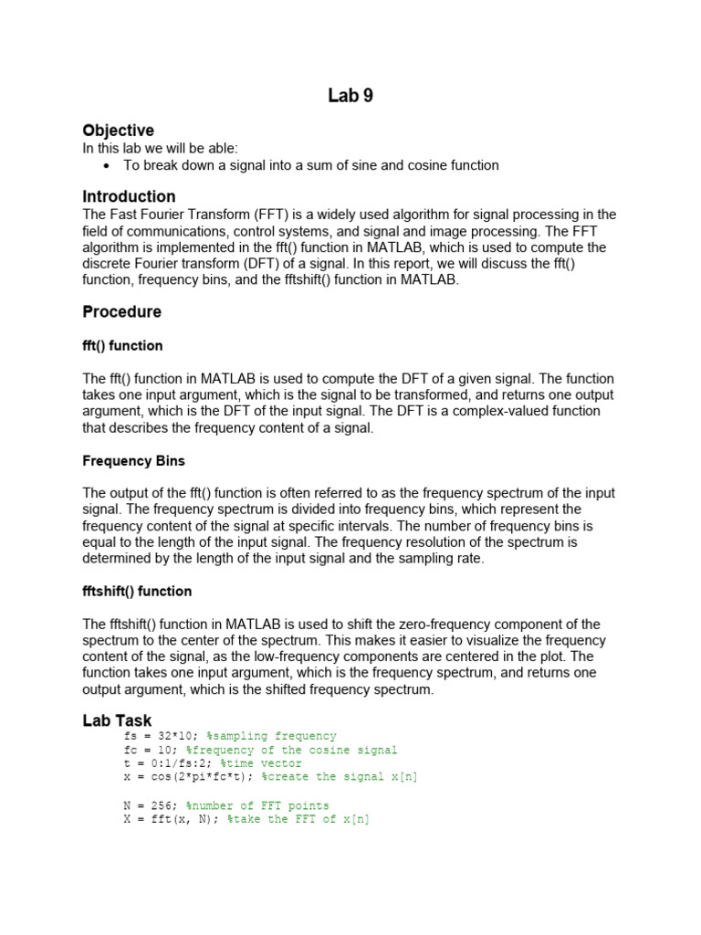 MATLAB FFT Signal Processing Guide | PDF | Discrete Fourier Transform ...