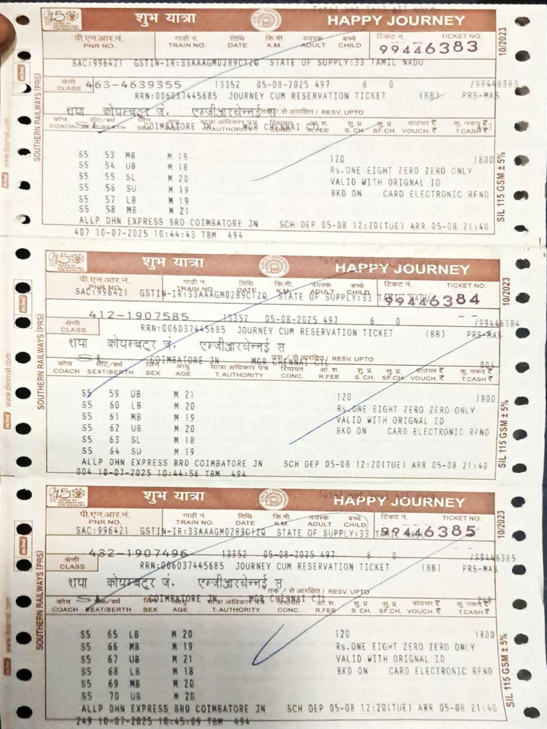 Train Reservation Ticket Details | PDF