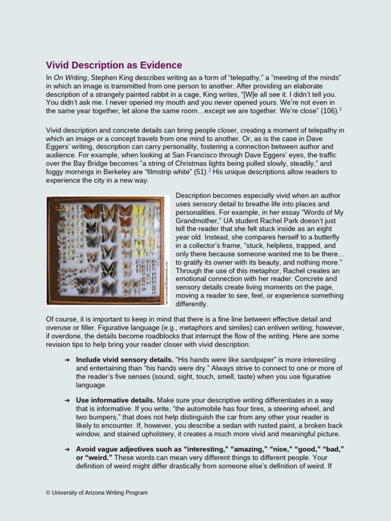 Crafting Vivid Descriptions | PDF | Mind | Linguistics