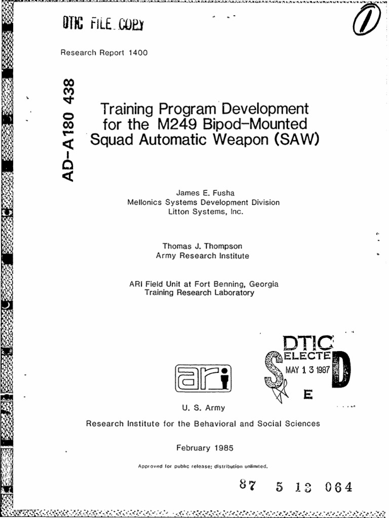 M249 SAW Training Program Development | PDF | Marksman | Ammunition