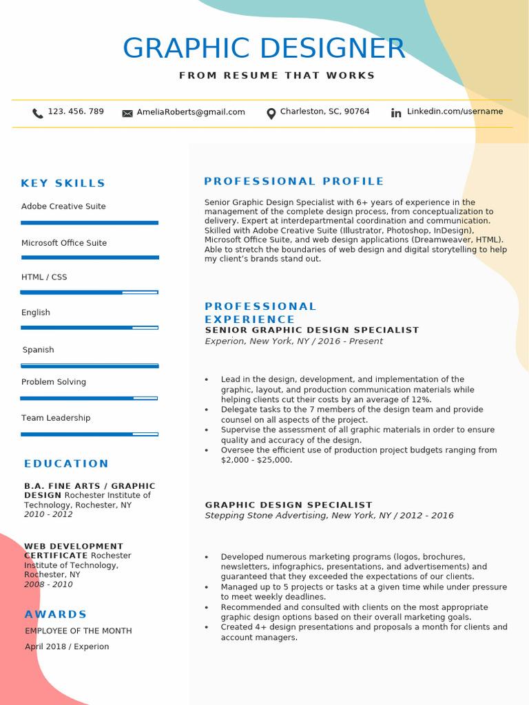Graphic Design Resume Sample | PDF | Graphic Design | Web Design