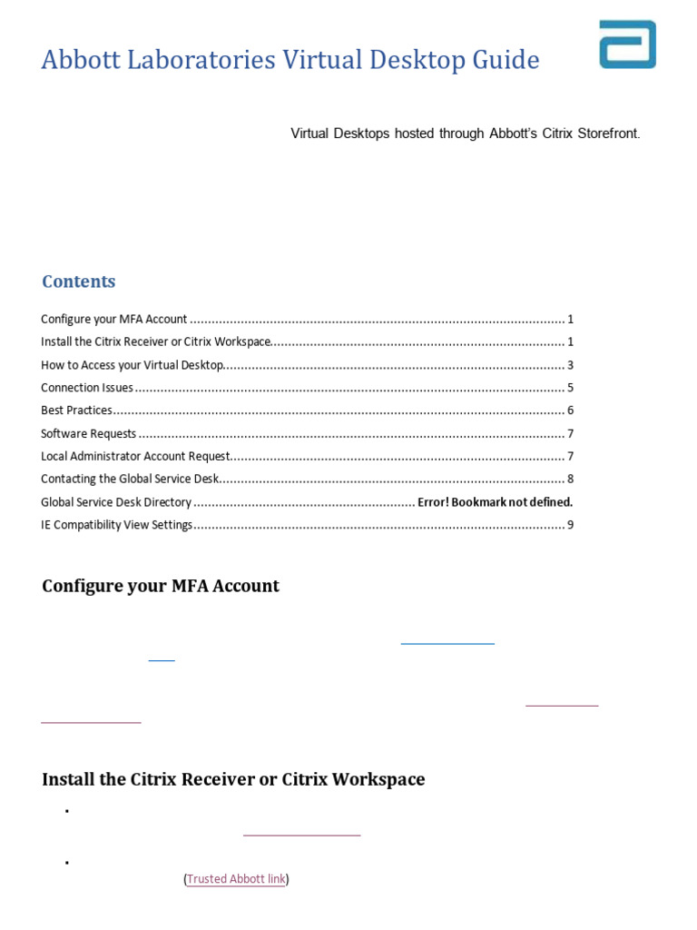 Abbott Virtual Desktop Access Guide | PDF | Citrix Systems | Icon ...