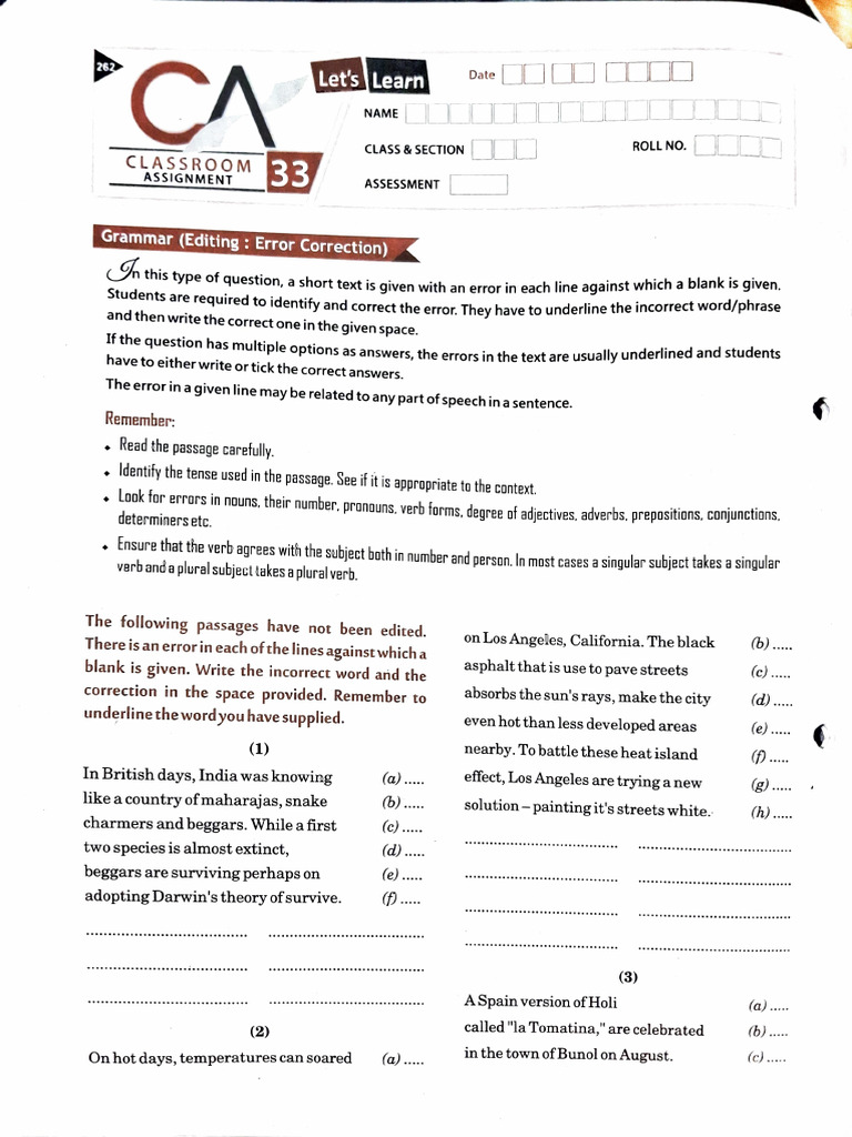 Grammar Error Correction Assignment | PDF | Grammatical Number ...