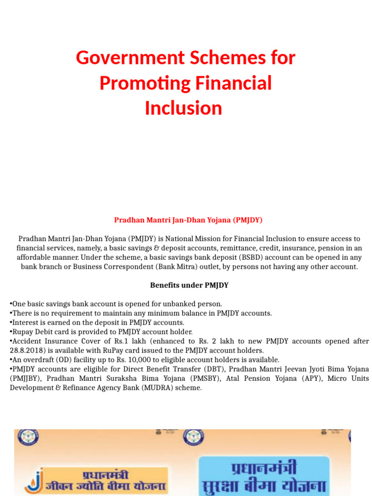 Government Financial Inclusion Schemes | PDF | Cost Of Living | Economies