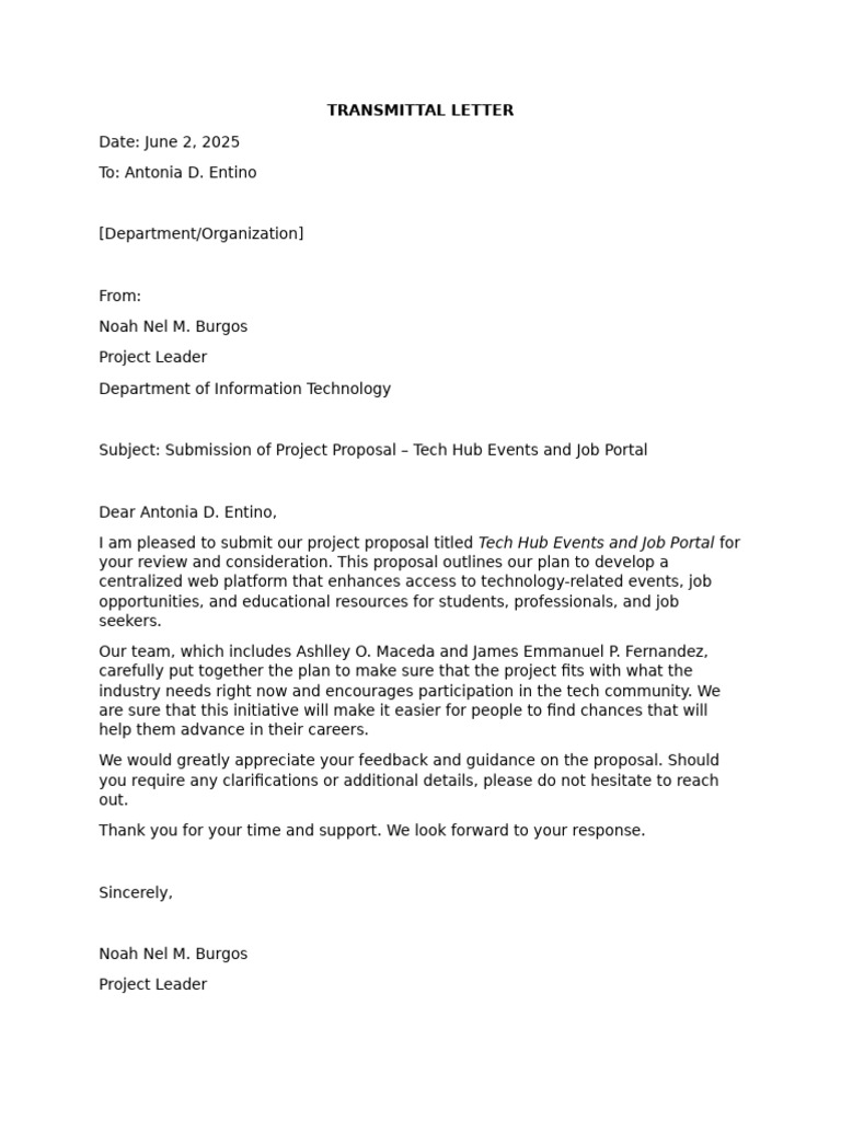 Transmittal Letter | PDF