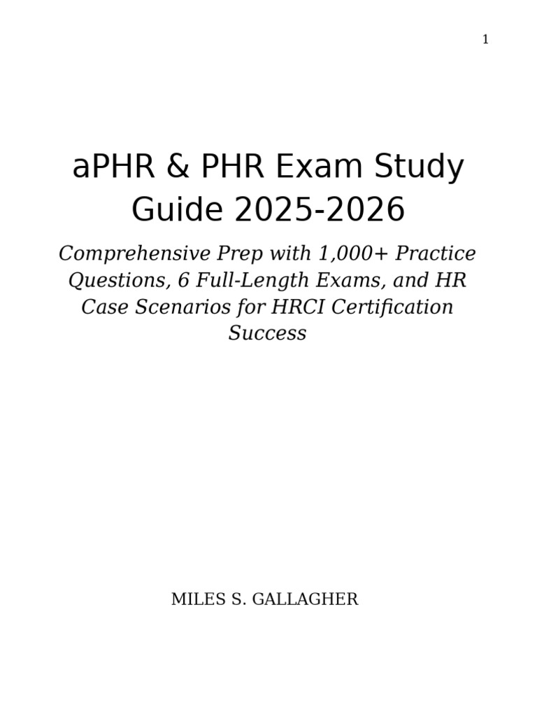 aPHR & PHR Exam Prep Guide 2025-2026 | PDF | Human Resource Management ...
