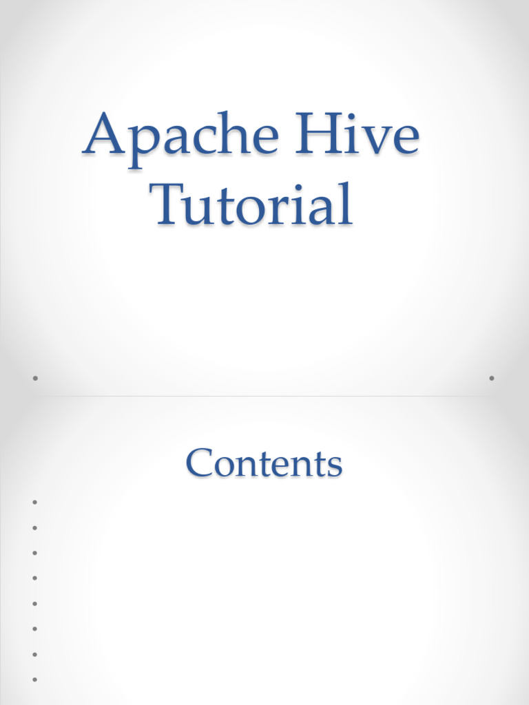 Apache Hive Tutorial Overview | PDF