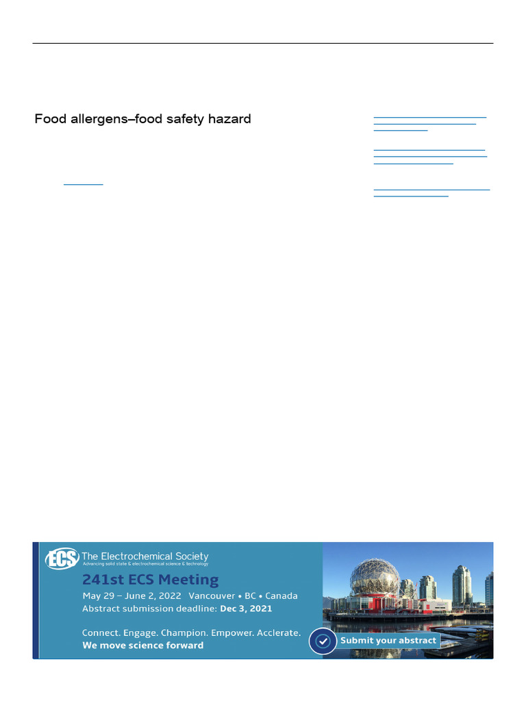 Food Allergens: A Food Safety Hazard | PDF | Food Allergy | Allergy