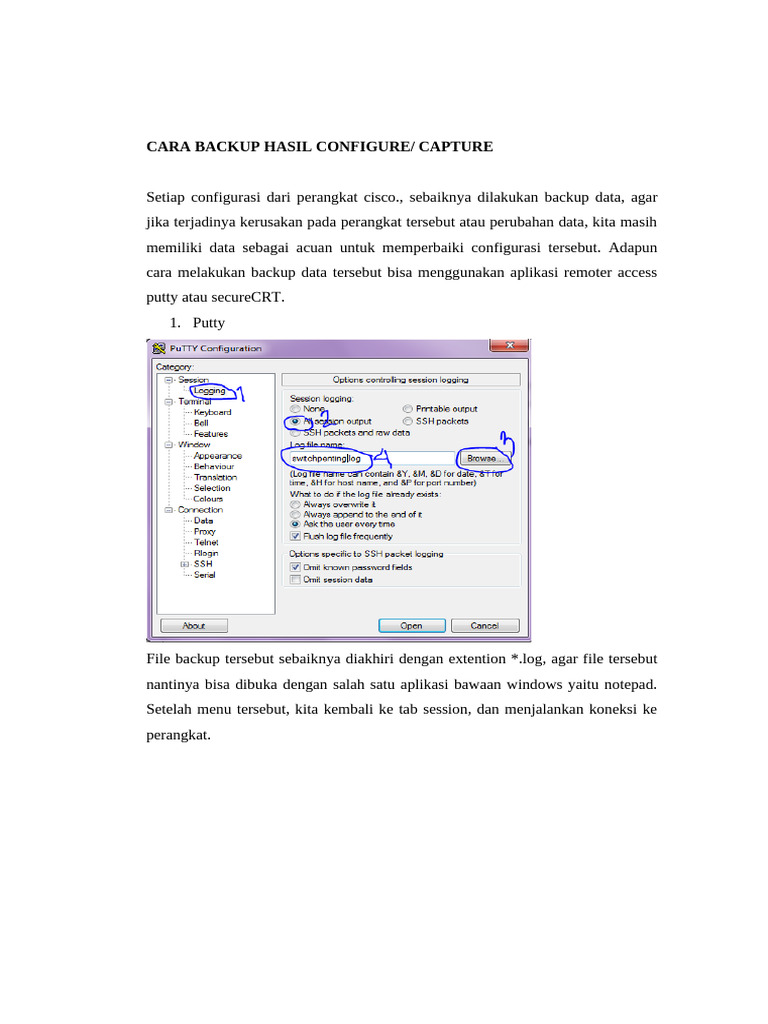 Cara Backup Konfigurasi Cisco dengan Log | PDF