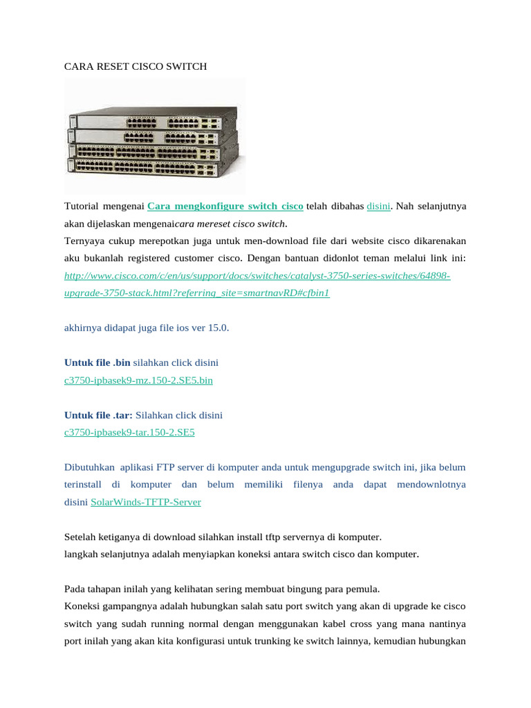 Cara Reset Switch Cisco 3750 | PDF