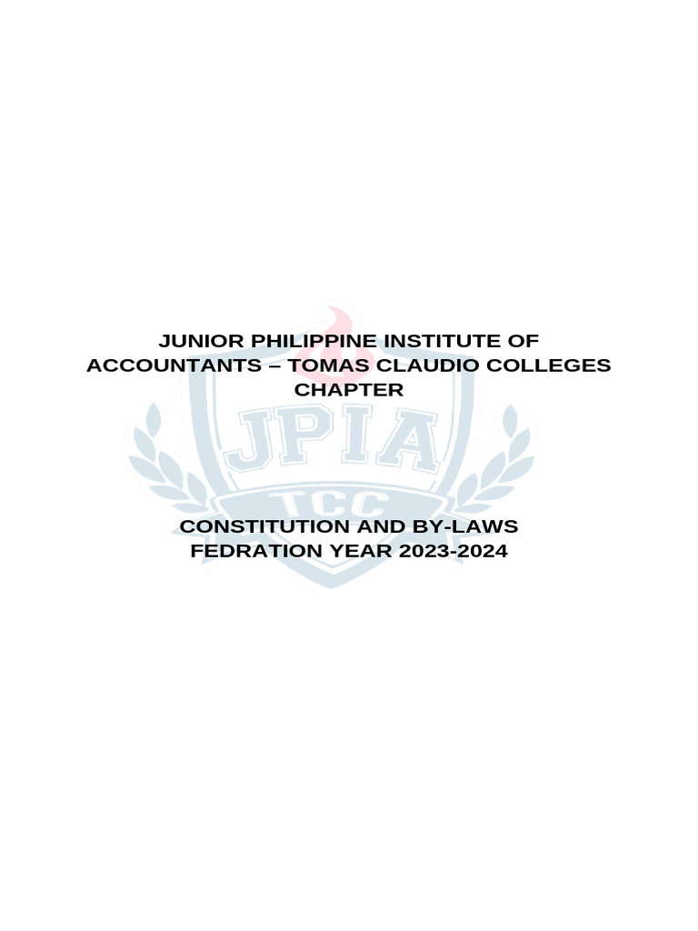 JPIA-TCC Constitution & By-Laws 2023-2024 | PDF | Audit | Ratification
