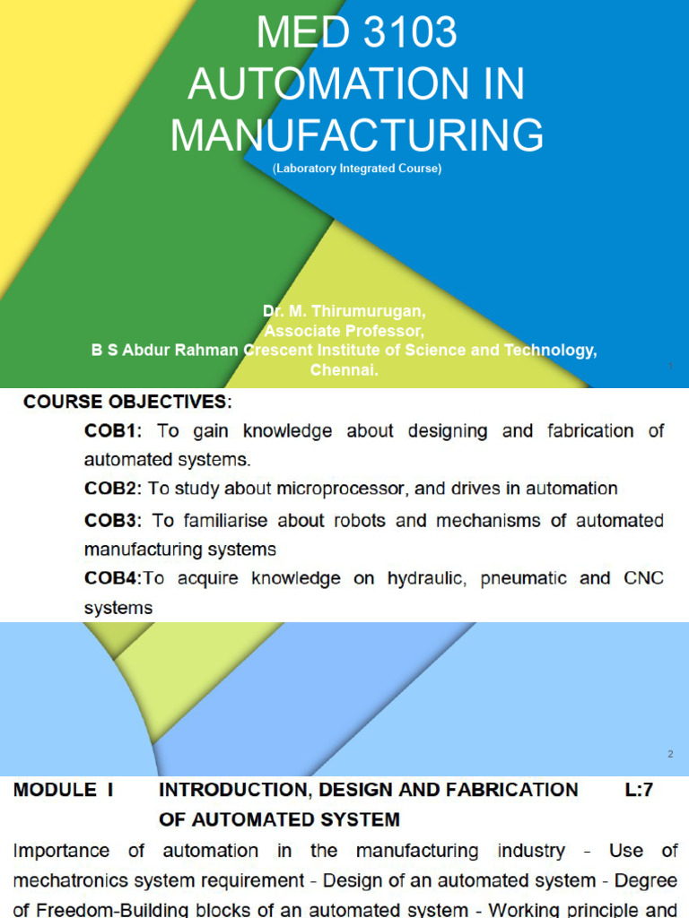 Automation in Manufacturing Overview | PDF | Automation | Control Theory