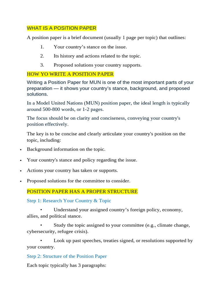 How to Write a MUN Position Paper | PDF | Natural Environment | Climate ...