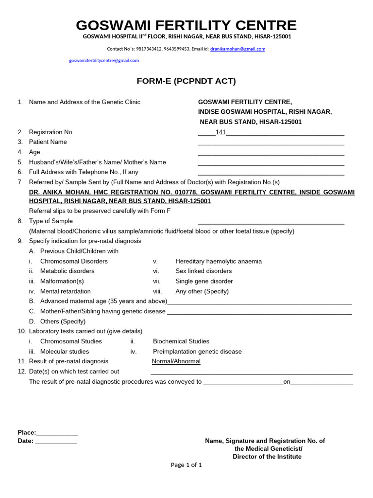 Form E (1) Finali | PDF | Genetic Disorder | Diseases And Disorders