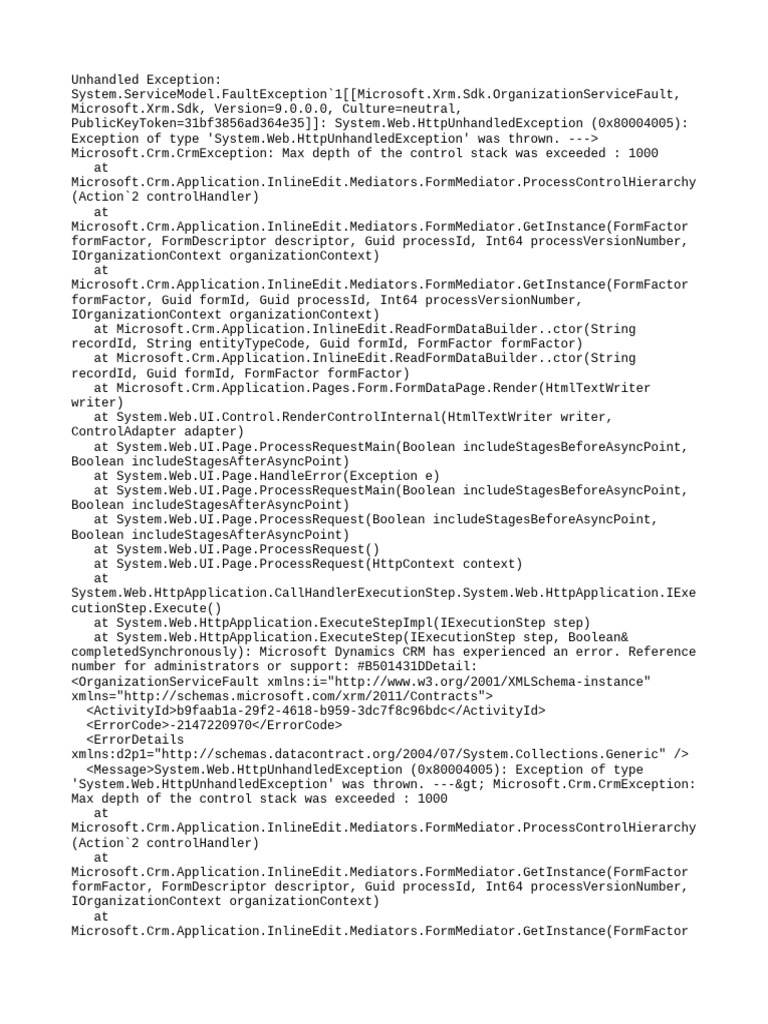 Dynamics CRM Control Stack Error | PDF | Boolean Data Type | Microsoft