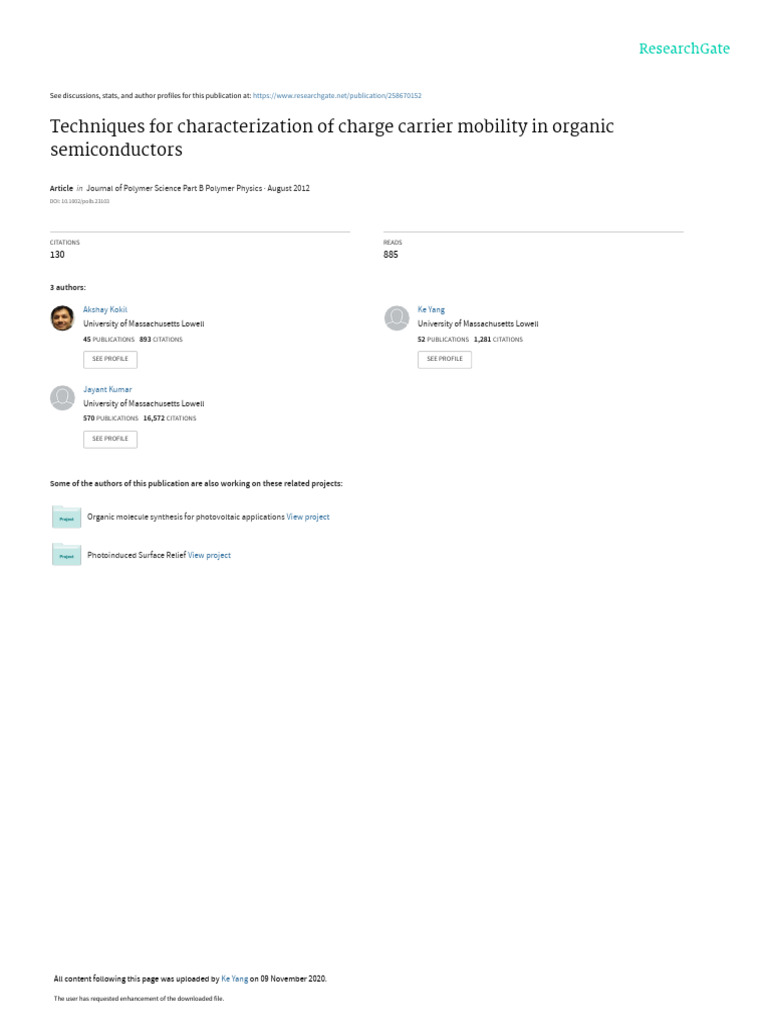 Assignment3 Techniques For Characterization of Charge Carrier | PDF ...