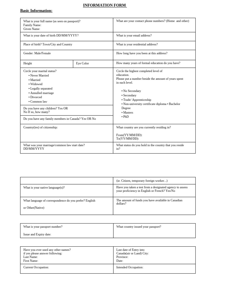 Comprehensive Personal Information Form | PDF | Justice | Crime & Violence