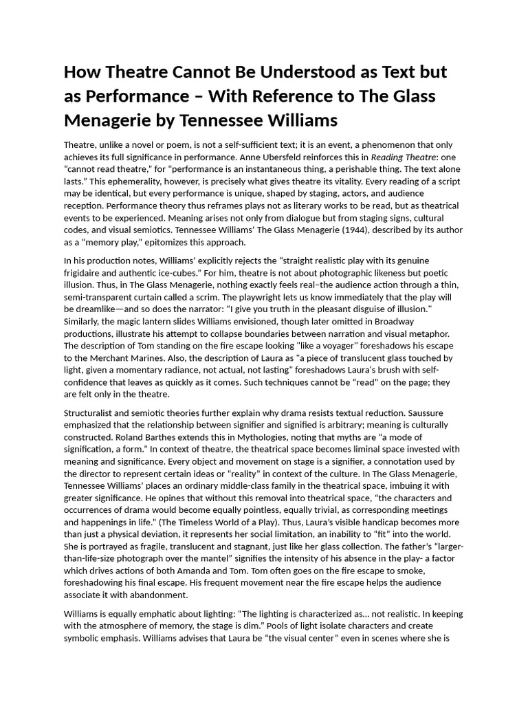 Performance Beyond Text in Williams' Play | PDF