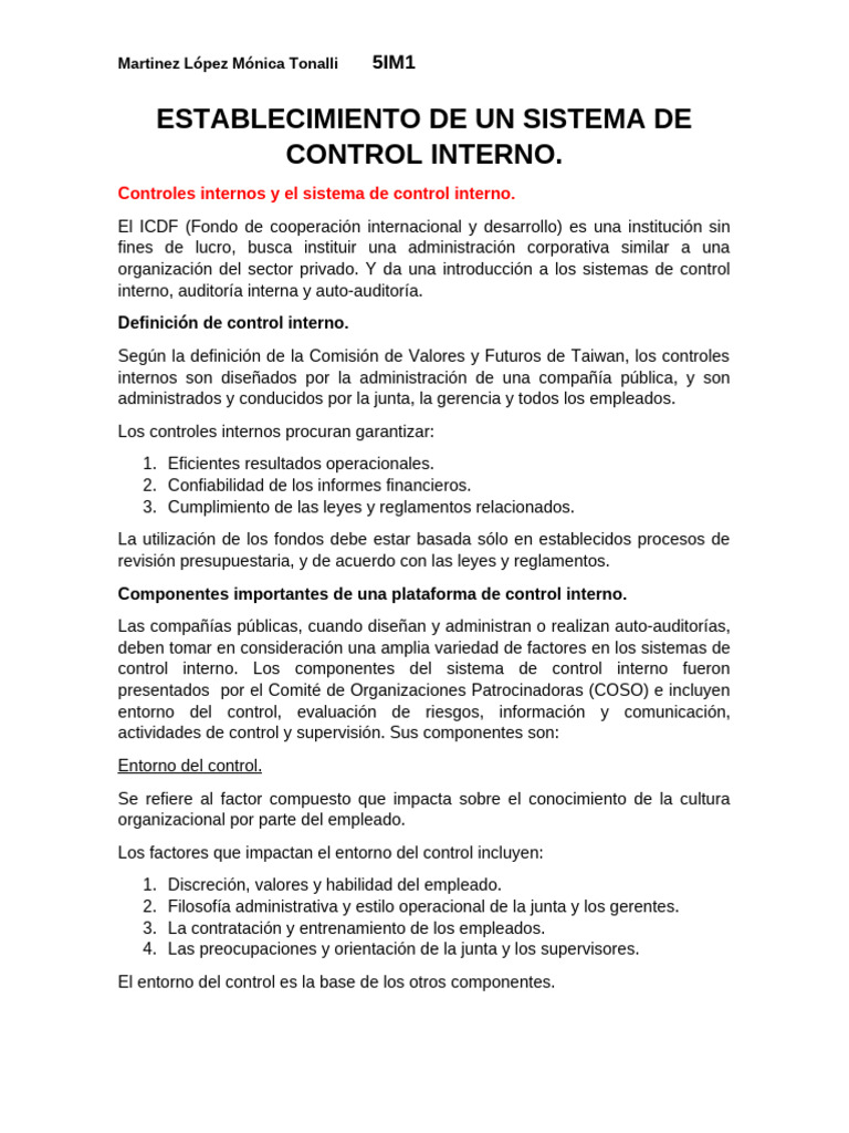 Sistema de Control Interno y Auditoría | PDF | Auditoría | Presupuesto