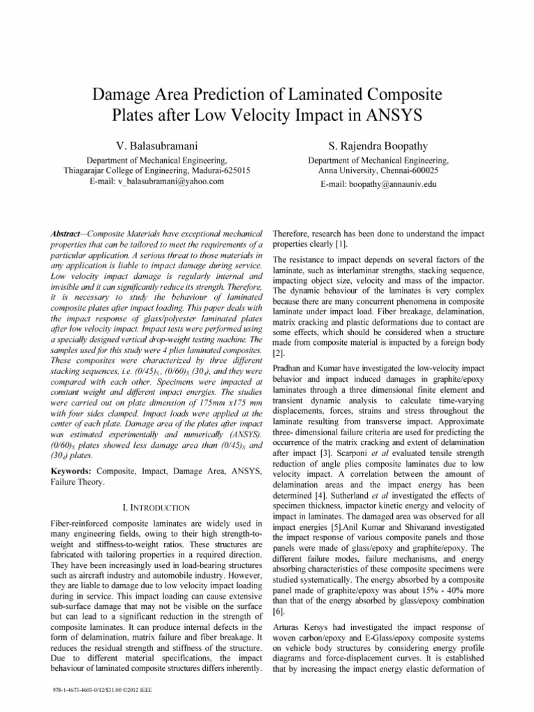 Damage Prediction in Composite Plates | PDF | Composite Material ...