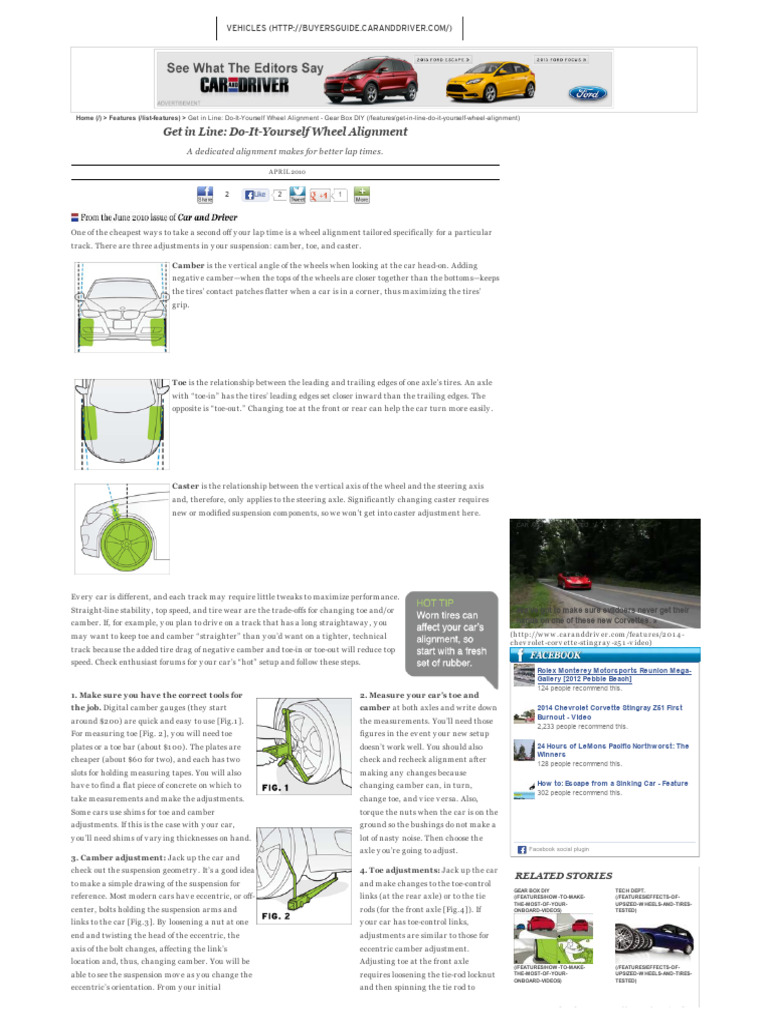 Get in Line - Do-It-Yourself Wheel Alignment - Gear Box DIY - Car and ...