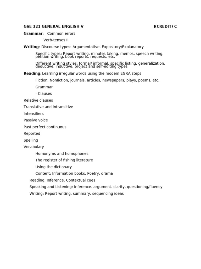 GSE 321: Grammar and Writing Essentials | PDF | Clause | Verb