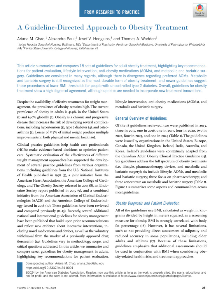 Obesity Treatment Guidelines Overview | PDF | Obesity | Bariatric Surgery