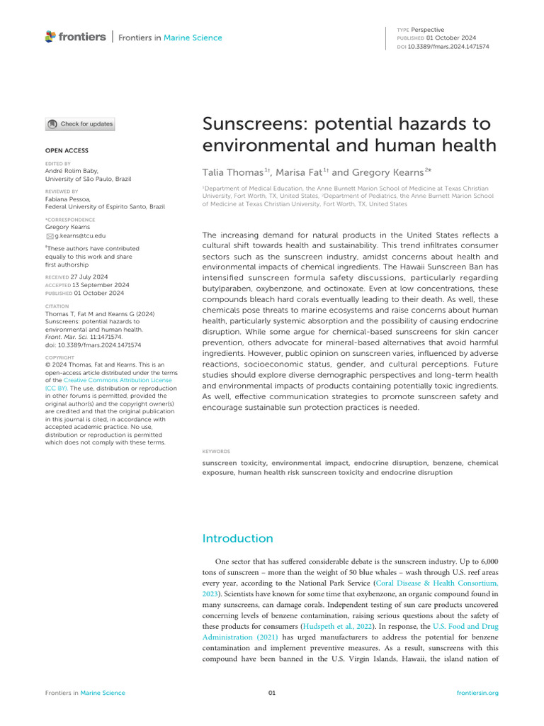 Sunscreen Hazards to Health & Environment | PDF | Sunscreen | Ultraviolet