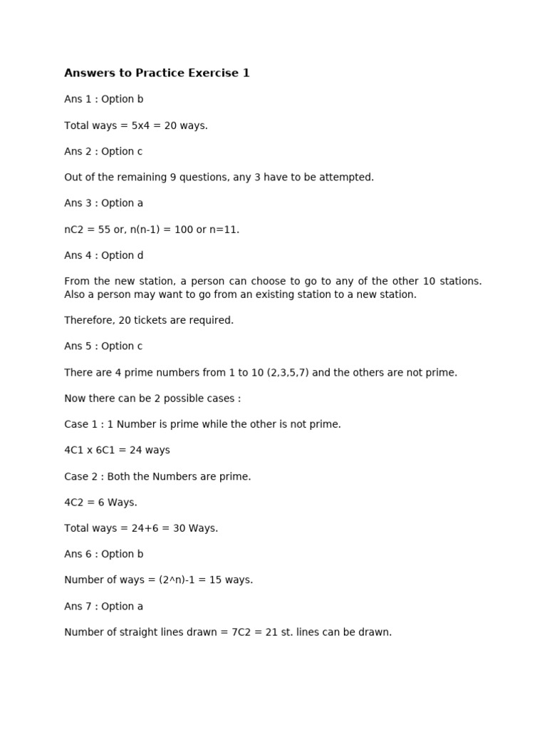 Practice Exercise 1 Solutions Summary | PDF | Discrete Mathematics ...