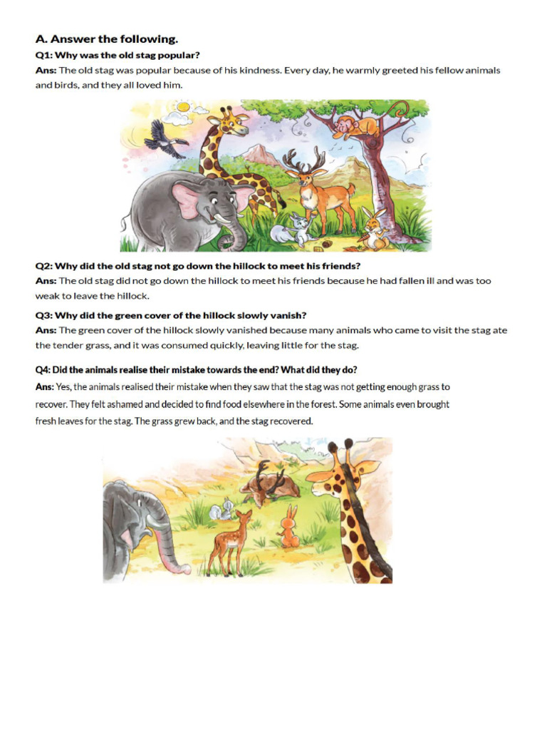 The Old Stag Class 4 Question Answer | PDF