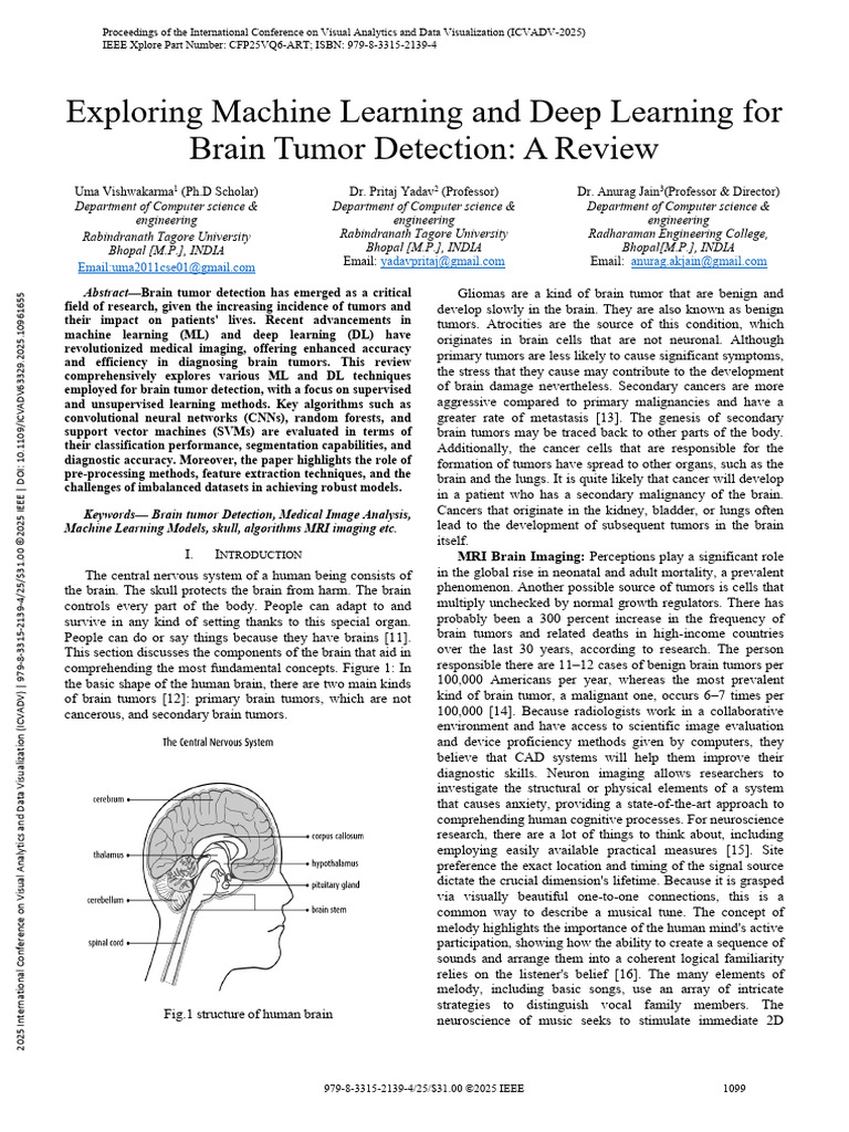 Brain Tumor Detection with ML & DL Techniques | PDF | Brain Tumor ...