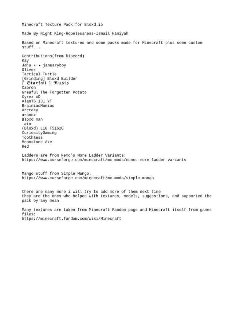 Minecraft Texture Pack for Bloxd.io | PDF