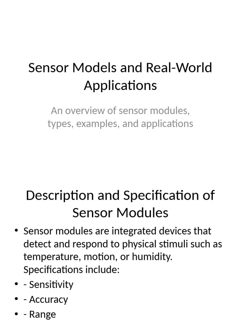 Sensor Models RealWorld Applications Presentation | PDF