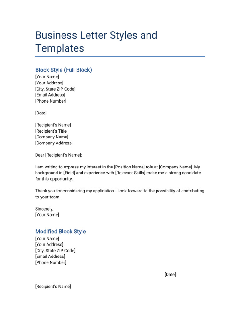 Business Letter Styles and Templates | PDF | Accountant