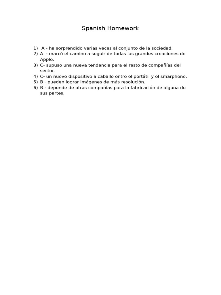 Spanish Homework | PDF