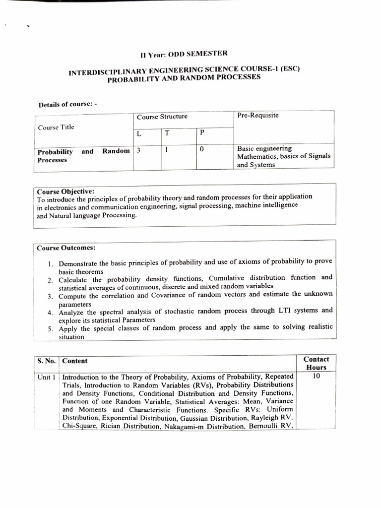 Probability and Random Processes Course | PDF | Probability ...