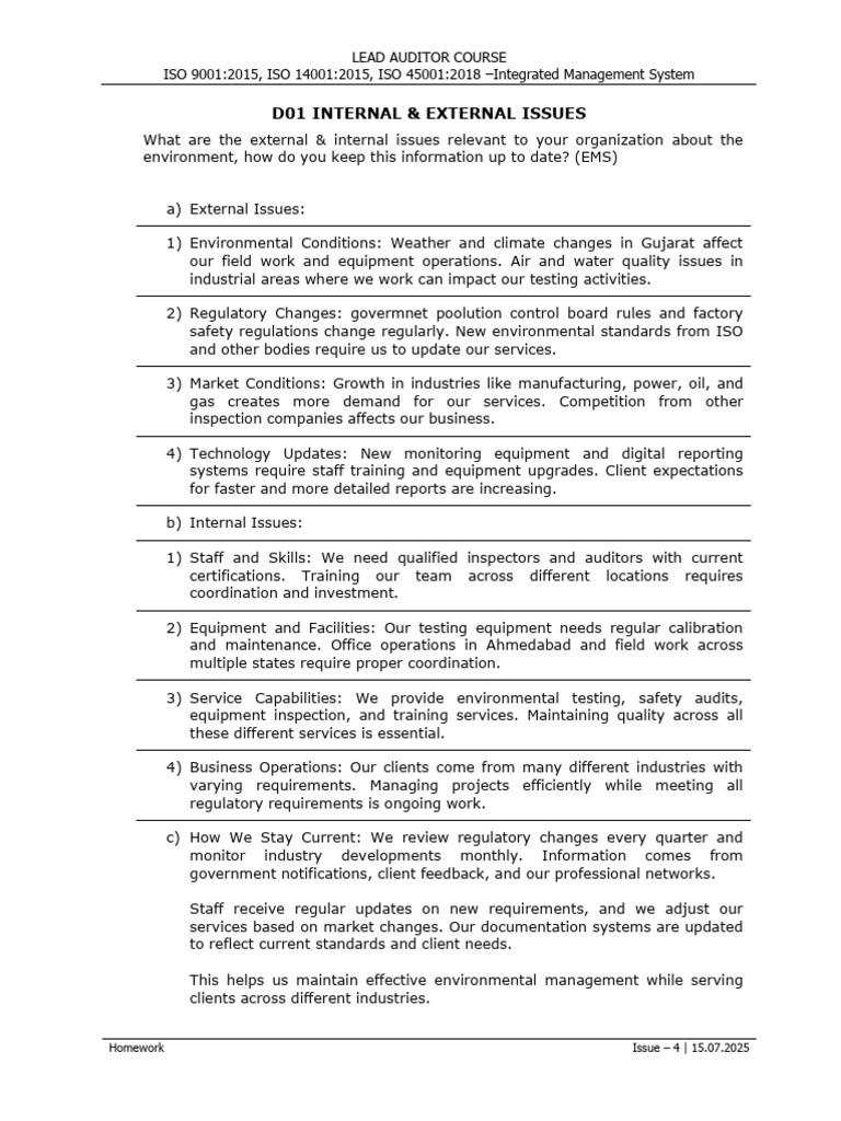 Internal & External Issues in EMS | PDF