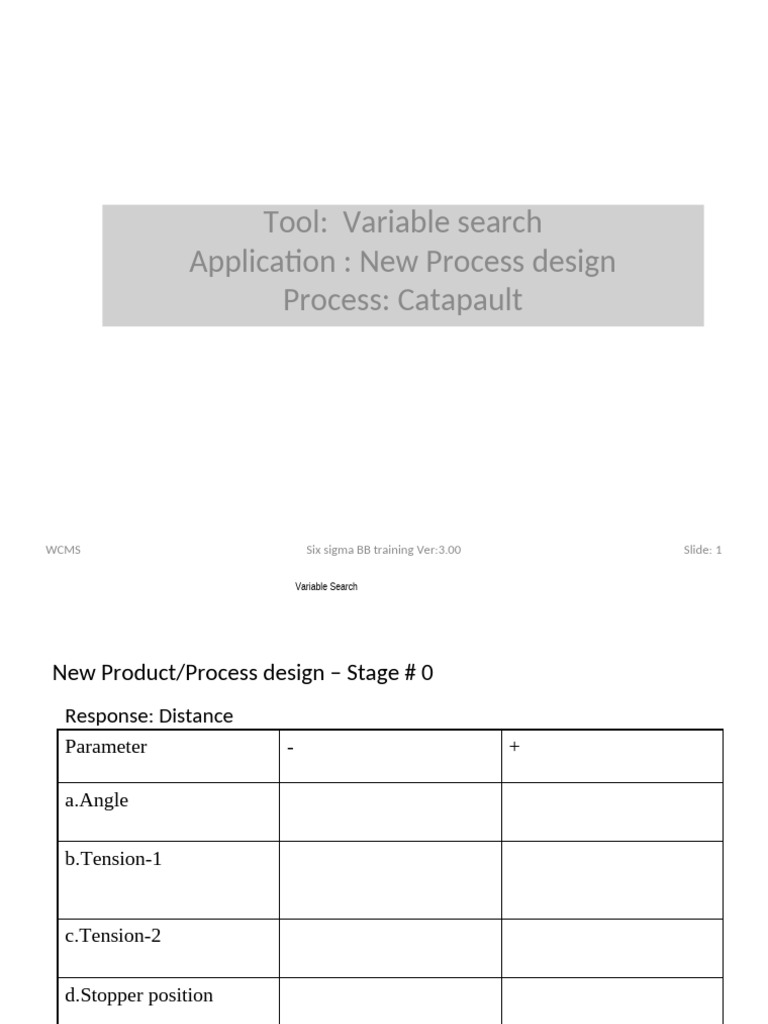 Six Sigma BB Training: Catapult Process Design | PDF | Mathematics ...