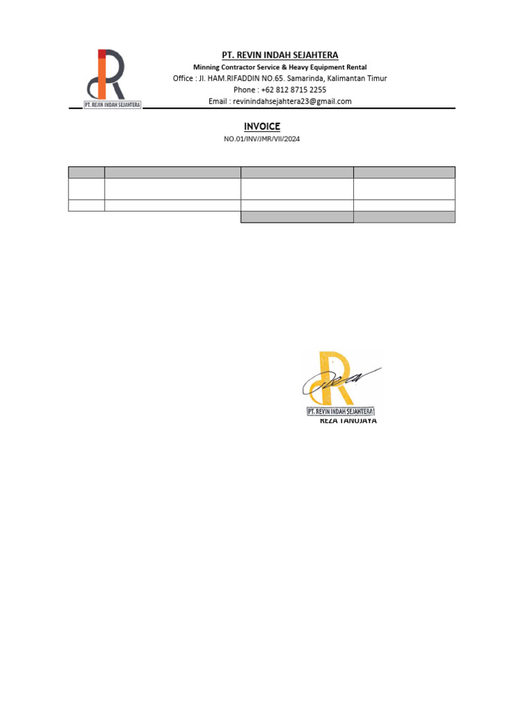 01 Invoice Hitachi 350 L2 Pak Jhonny Christian | PDF