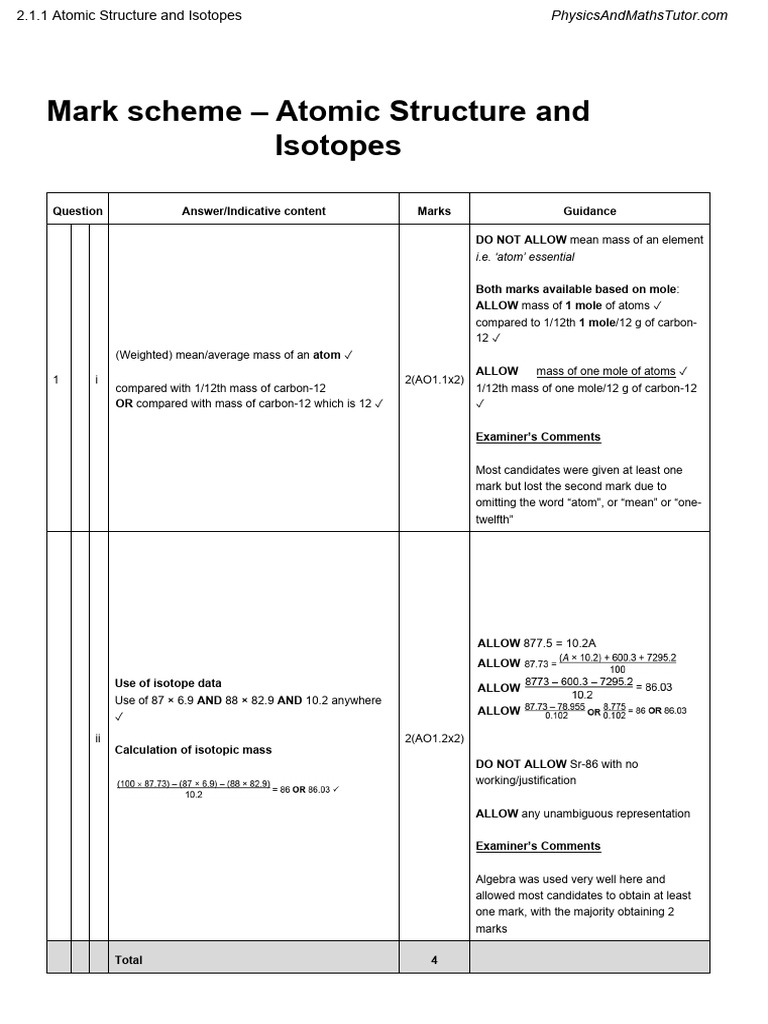 Isotope Mass Calculation Guide | PDF | Atoms | Chemical Elements