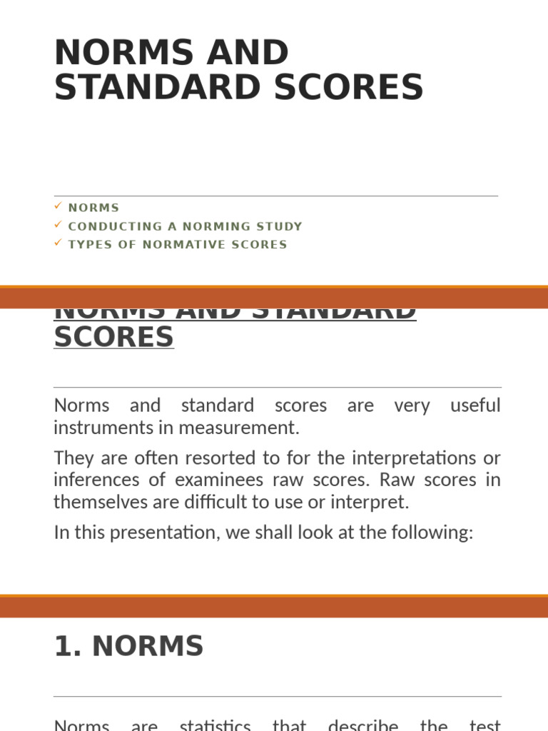 Norms and Standard Scores Explained | PDF | Standard Score | Percentile