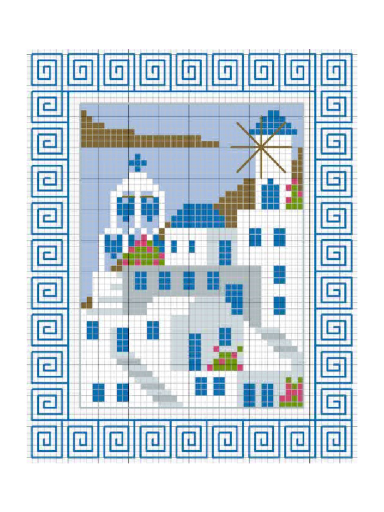 Santorini Cross Stitch Pattern | PDF