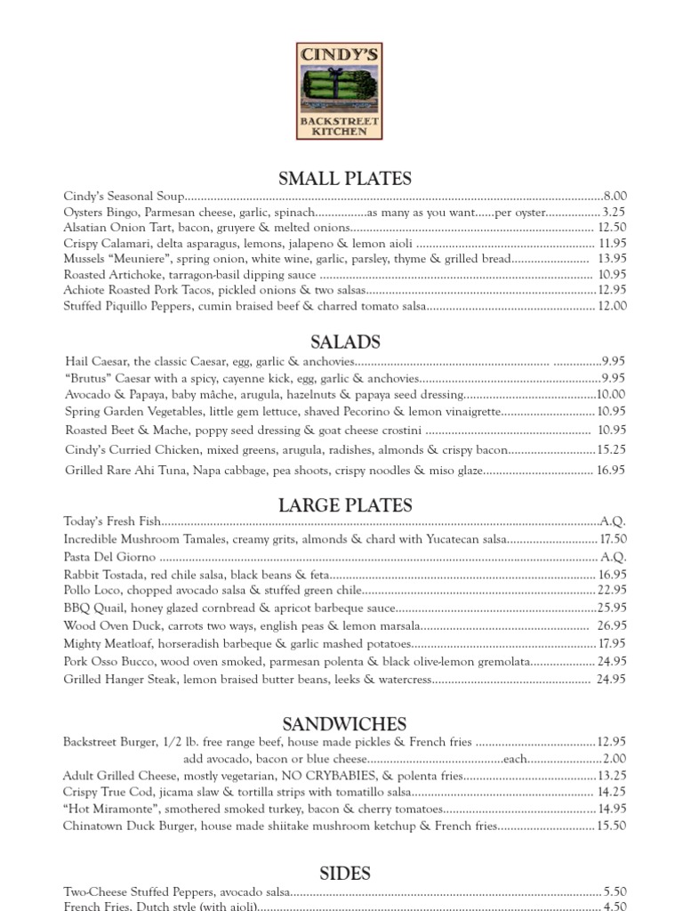 Seasonal Small Plates and Salads Menu | PDF