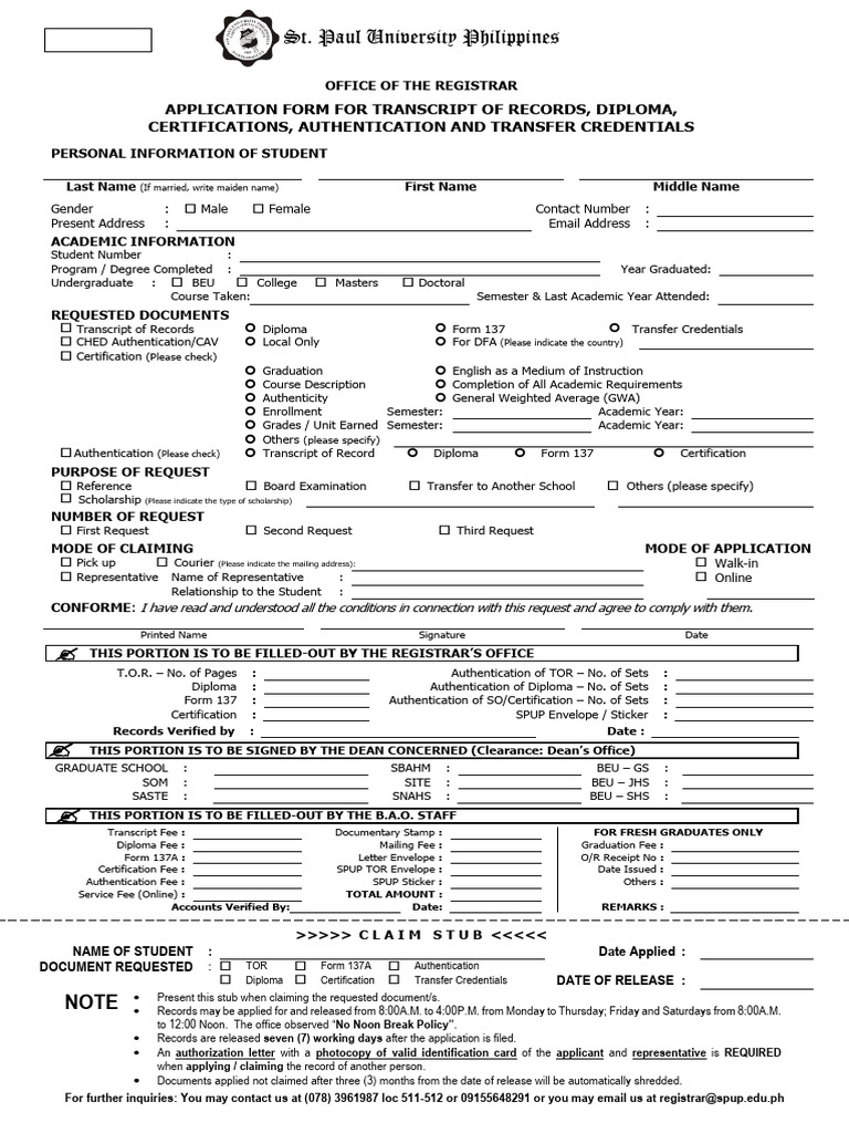 UNIV 053 Application Form For School Credentials 1 | PDF | Academia ...